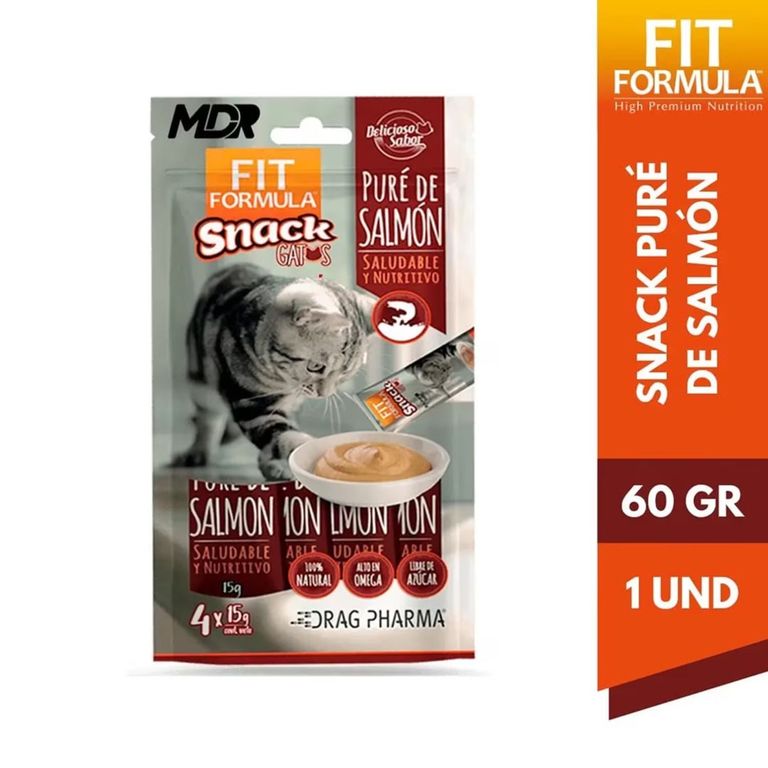 Snack Pure de Salmon para Gatos Fit Formula 4 x 15 gr 60 GR